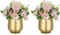 Small Gold Vases for Centerpieces: 2 Pcs 3.94 inch Flower Trumpet Vase Vintage Compote Vase Metal Urn Planter Plant Pots Flowers Bowls Pedestal for Wedding Party Table Centerpiece Decorations